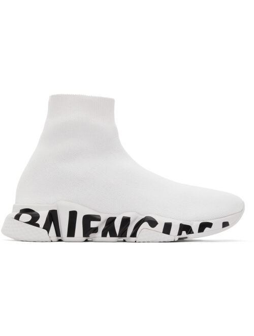 Balenciaga White Speed LT Graffiti Sneakers