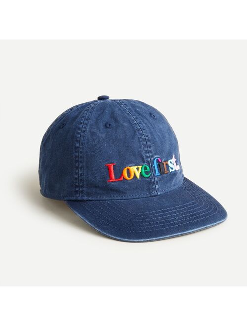 J.Crew "Love First" garment-dyed baseball cap