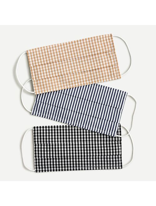 J.Crew Pack-of-three nonmedical face masks in checks and stripes