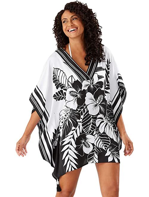 Tommy Bahama Hibiscus Engineered V-Neck Tunic Cover-Up