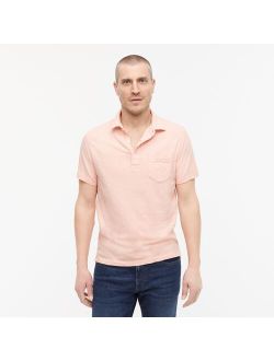 Garment-dyed slub cotton polo shirt
