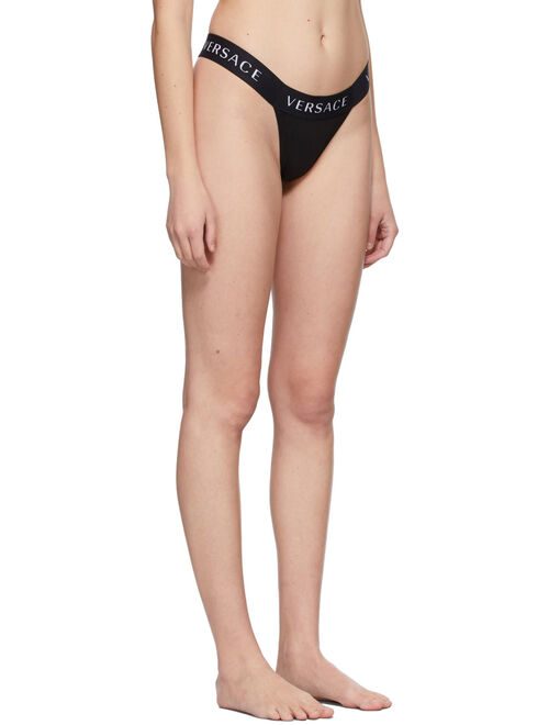 Versace Underwear Black Logo Thong