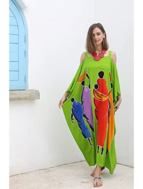 SHU-SHI Womens Kaftan Maxi Dress Cold Shoulder Casual Long Beach Cover Up Plus Size Caftan