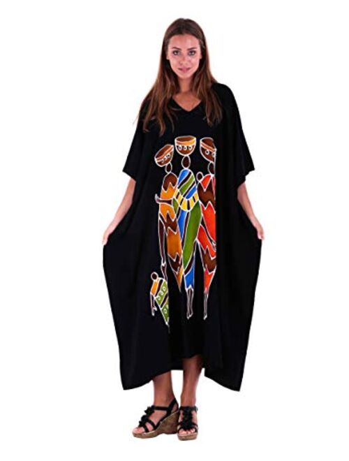 SHU-SHI Womens Long Kaftan Dress Beach Maxi Cover Up Casual Plus Size Dresses Coverup