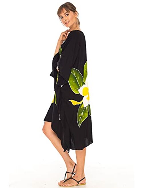 SHU-SHI Womens Short Beach Swimsuit Cover Up Poncho Dress Plus Size Kaftan
