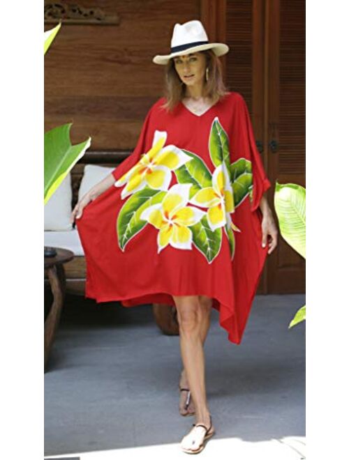 SHU-SHI Womens Short Beach Swimsuit Cover Up Poncho Dress Plus Size Kaftan