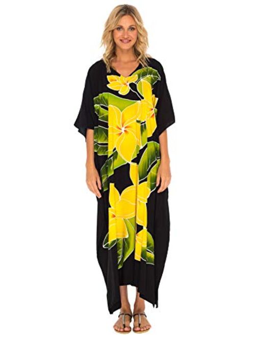 SHU-SHI Women Kaftan Dresses Loose Maxi Beach Cover Up Long Plus Size Caftan