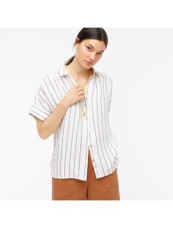 Relaxed-fit short-sleeve Baird McNutt Irish linen shirt in graphite stripe