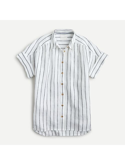 J.Crew Relaxed-fit short-sleeve Baird McNutt Irish linen shirt in graphite stripe