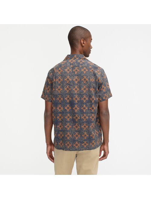 J.Crew Short-sleeve guayabera shirt in hand-blocked print