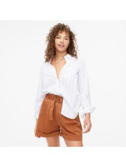 Classic-fit washed cotton poplin shirt in patio stripe