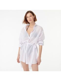 Relaxed-fit cotton voile beach shirtdress