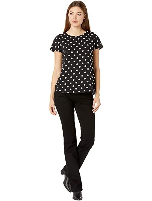 CeCe Flutter Sleeve Disco Dot Blouse