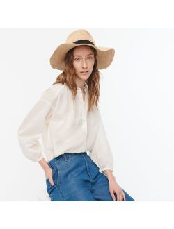 Wide-brim packable straw hat