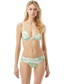 Camo Triangle Top with Logo Detail and Removable Soft Cups Bikini Top