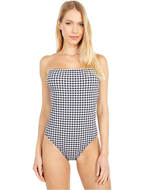 J.Crew Straight Bandeau One-Piece Swimsuit in Matte Gingham