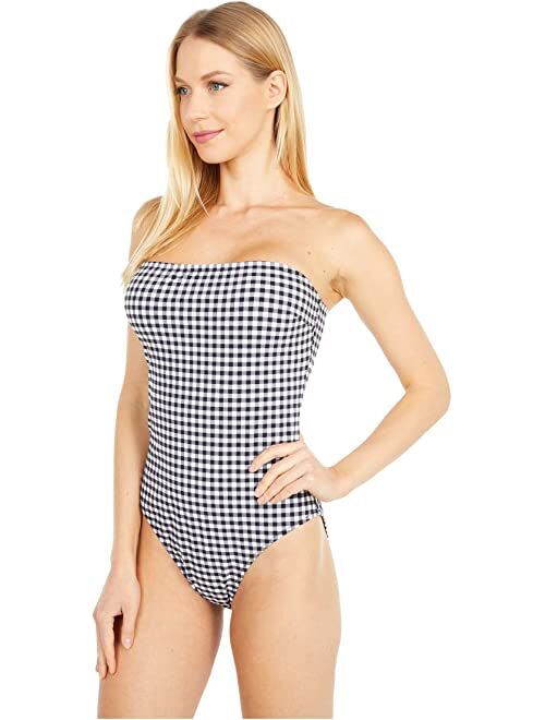 J.Crew Straight Bandeau One-Piece Swimsuit in Matte Gingham