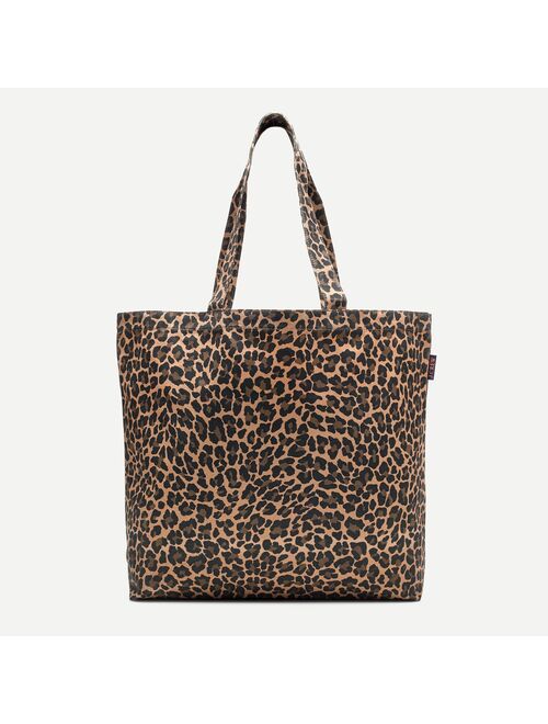 J.Crew Large reusable everyday canvas tote in leopard