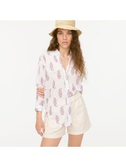 Relaxed-fit cotton voile shirt in budding branch print