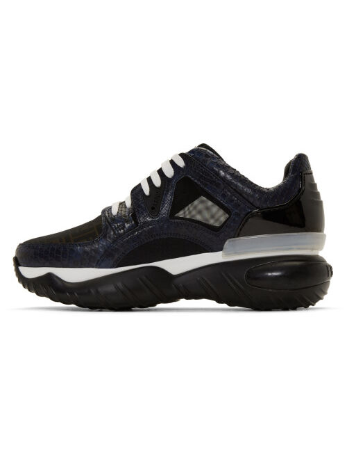 Fendi Navy Python Fancy Lace-Up Sneakers