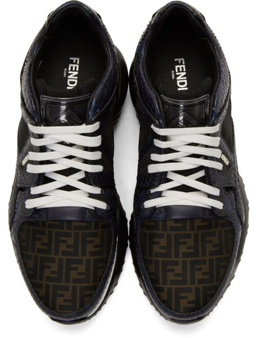 Fendi Navy Python Fancy Lace-Up Sneakers