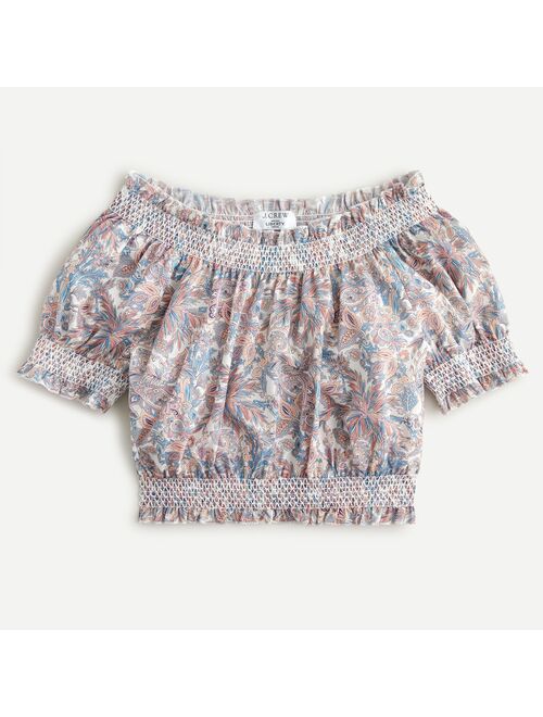 J.Crew Smocked cotton top in Liberty® Faraway Plum floral