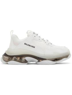 White & Black Clear Sole Triple S Sneakers