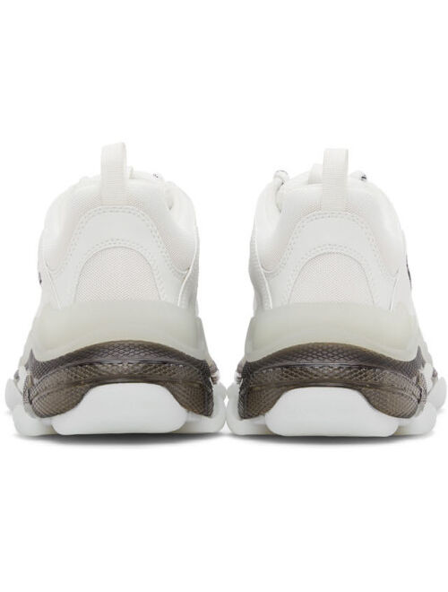 Balenciaga White & Black Clear Sole Triple S Sneakers