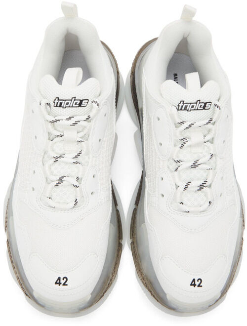 Balenciaga White & Black Clear Sole Triple S Sneakers