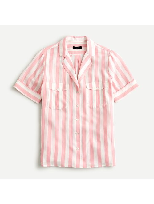 J.Crew Short-sleeve silk camp shirt in stripe