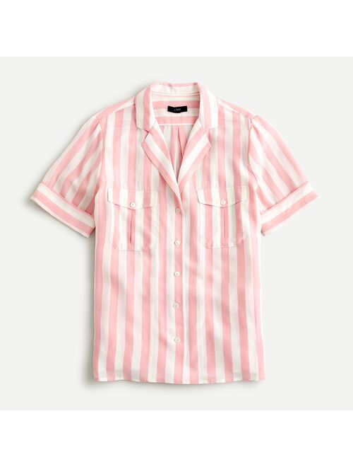 J.Crew Short-sleeve silk camp shirt in stripe