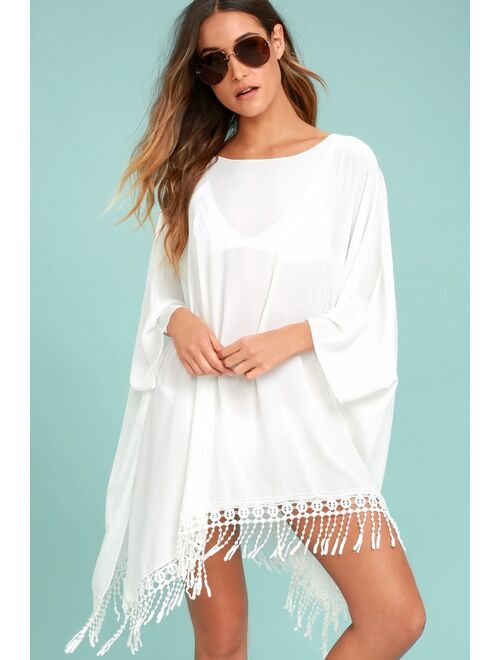 Lulus To the Hills Ivory Crochet Cover-Up