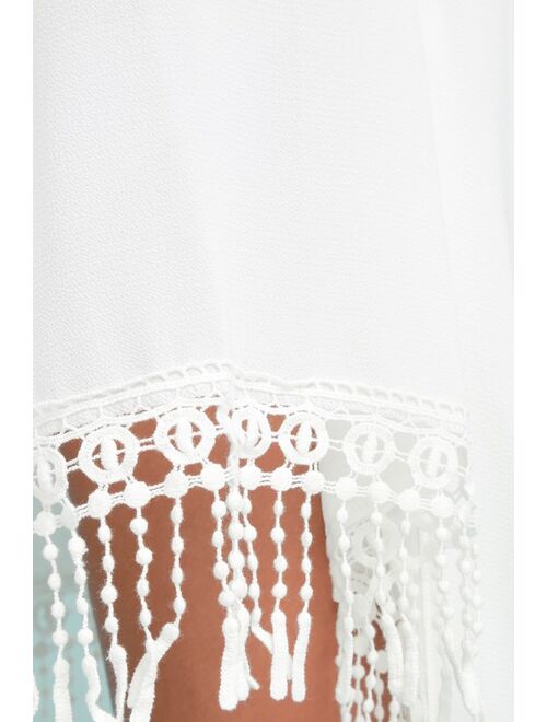 Lulus To the Hills Ivory Crochet Cover-Up