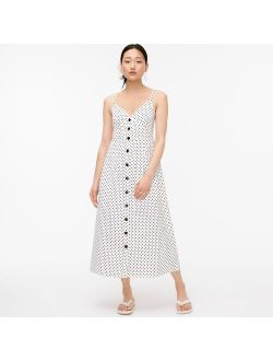 Button-front dress in painted dot