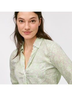Classic-fit cotton voile shirt in rose vines