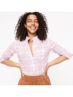 Classic-fit cotton voile popover in orchid plaid