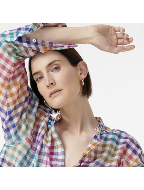 Relaxed-fit Thomas Mason® for J.Crew collarless shirt in  rainbow gingham