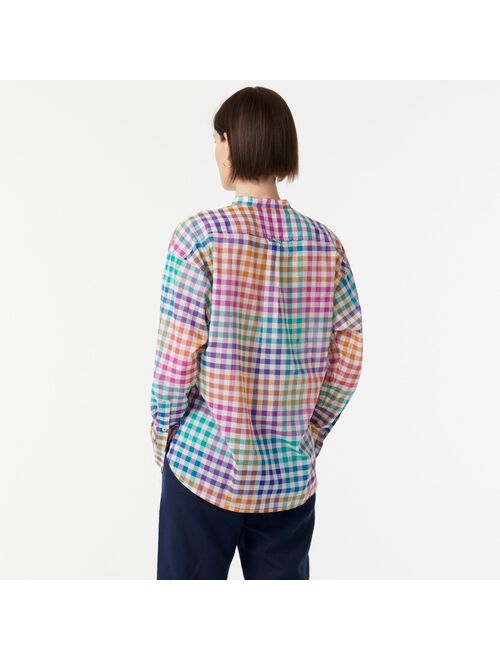 Relaxed-fit Thomas Mason® for J.Crew collarless shirt in  rainbow gingham
