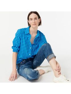 Classic-fit shirt in crinkle gingham