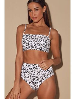 Rhythm Malawi White Leopard Print High-Waisted Bikini Bottoms