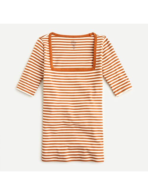 J.Crew Perfect-fit elbow-sleeve squareneck T-shirt in stripe