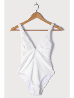 Hot Days White Ribbed One-Piece Swimsuit