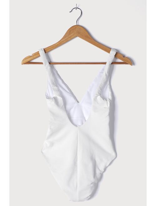 Lulus Hot Days White Ribbed One-Piece Swimsuit