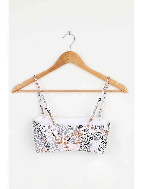 Rhythm Mombasa White Multi Print Long Bandeau Bikini Top