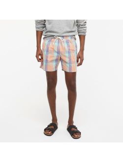 6" swim trunk in yarn-dyed plaid