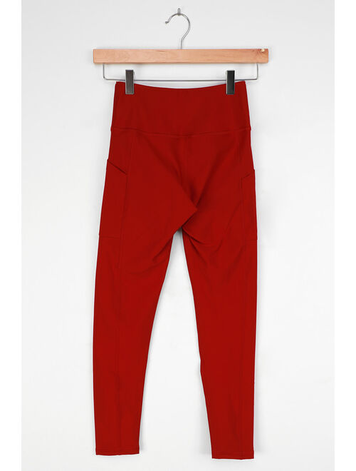 Lulus Ready to Train Red High Waisted High Impact Pocket Leggings