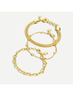 Herringbone gold chain bracelet set