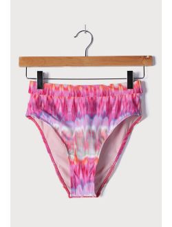 Allie Pink Multi Print Mid-Rise Bikini Bottom