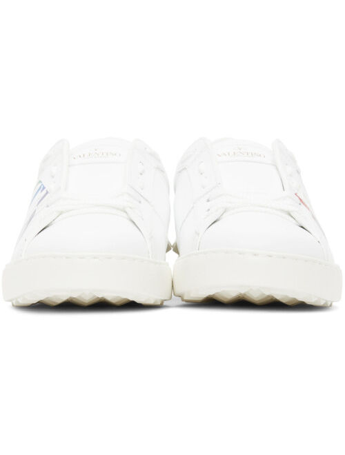 White & Multicolor Valentino Garavani 'VLTN' Open Sneakers