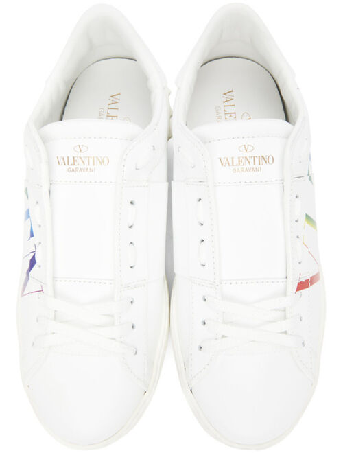 White & Multicolor Valentino Garavani 'VLTN' Open Sneakers